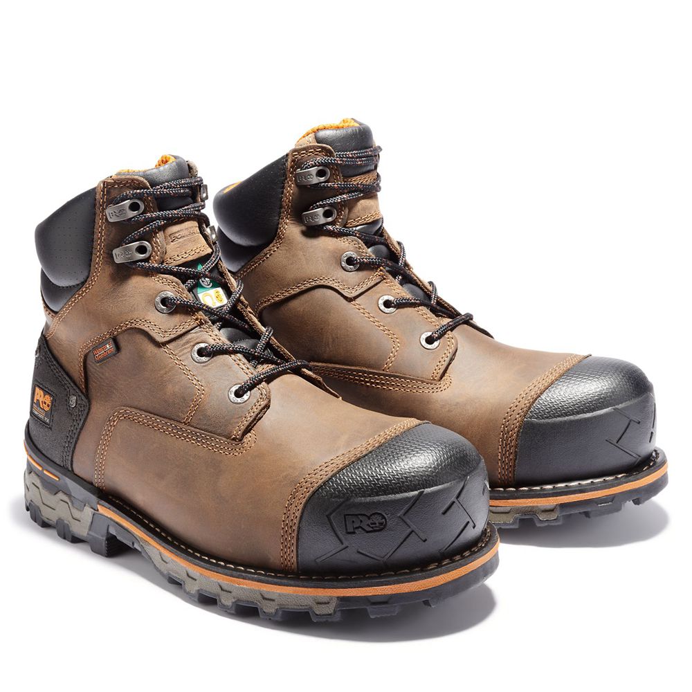 Timberland Mens Work Boots PRO® Boondock 6\" Comp Toe - Brown/Black - India FM1742983